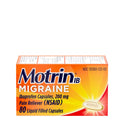 Motrin IB Migraine Relief Liquid Gel Caps, Ibuprofen 200 mg, 80 Ct