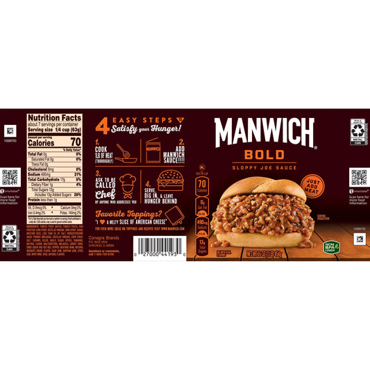 Manwich Sloppy Joe Sauce, Bold Flavor, Canned Sauce, 16 OZ