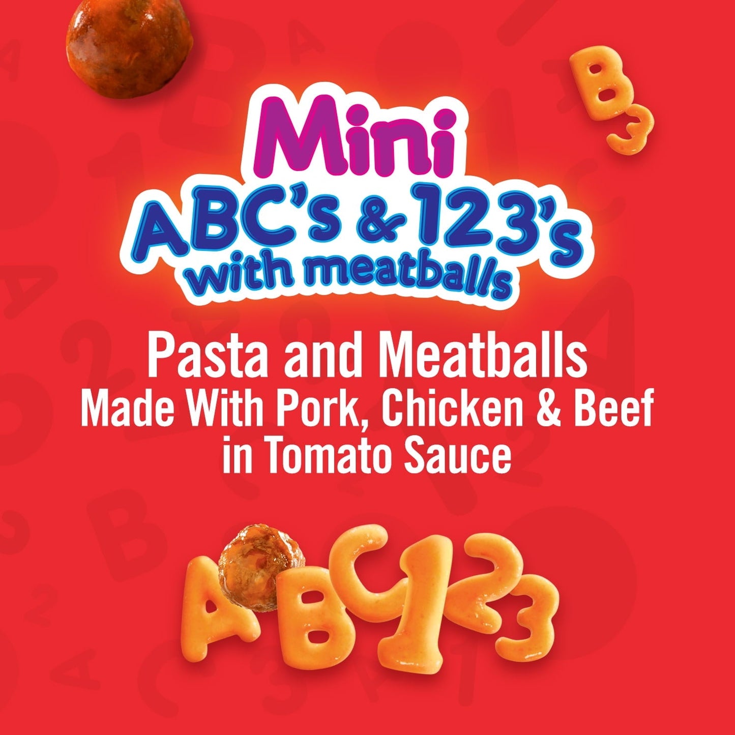 Chef Boyardee Mini-Bites ABC's & 123's Pasta with Meatballs, 7.5 oz