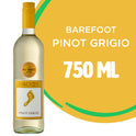 Barefoot Pinot Grigio White Wine, California, 750ml Glass Bottle