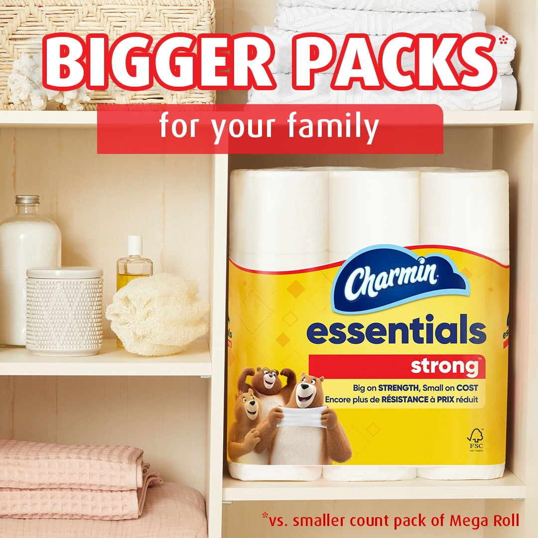 Charmin Essentials Strong Toilet Paper, 18 Mega Rolls