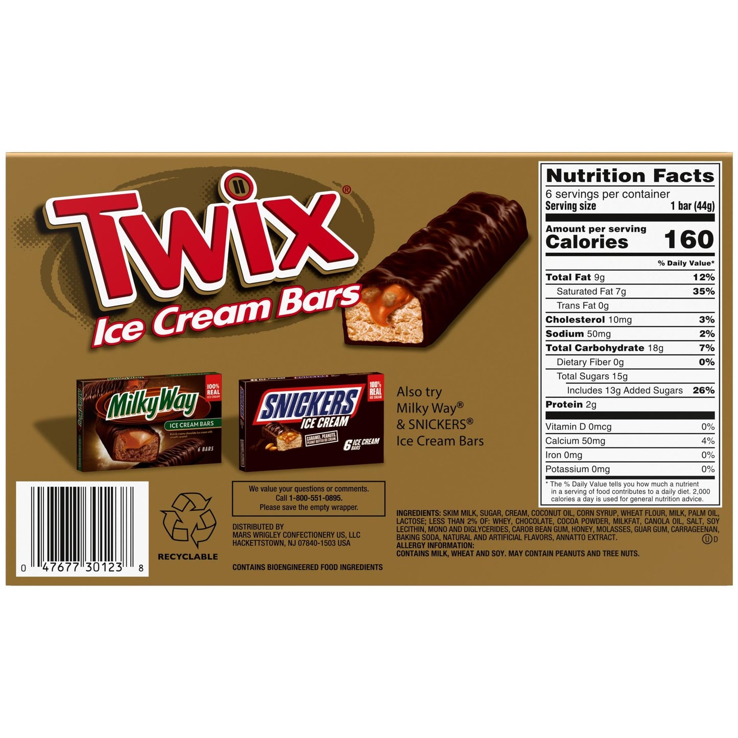 Twix Ice Cream Bars 6-Count Box