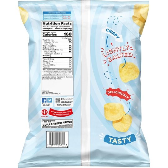 Lay's Lightly Salted Classic Potato Snack Chips,Party Size, 12.5 oz Bag