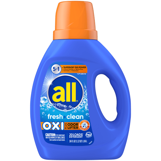 all Liquid Laundry Detergent, Fresh Clean Oxi plus Odor Lifter, 36 fl oz, 20 Loads