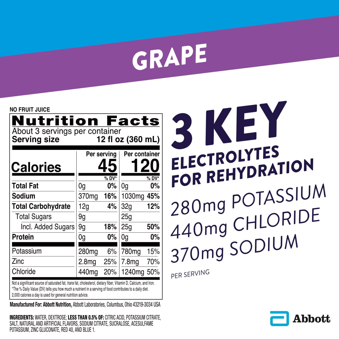 Pedialyte Electrolyte Solution, Grape, Hydration Drink, 1 Liter