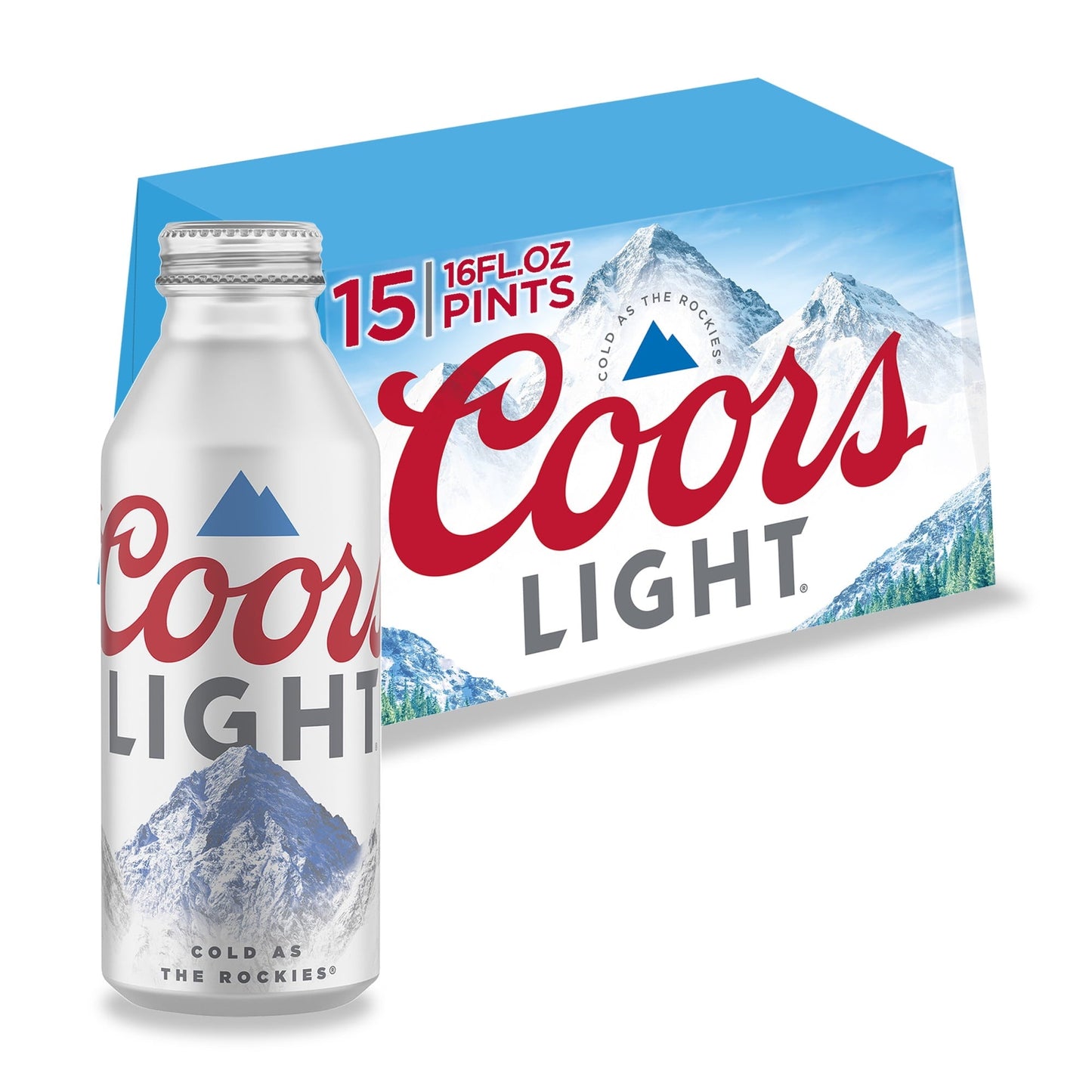 Coors Light Lager Beer, 15 Pack, 16 fl oz Bottles, 4.2% ABV