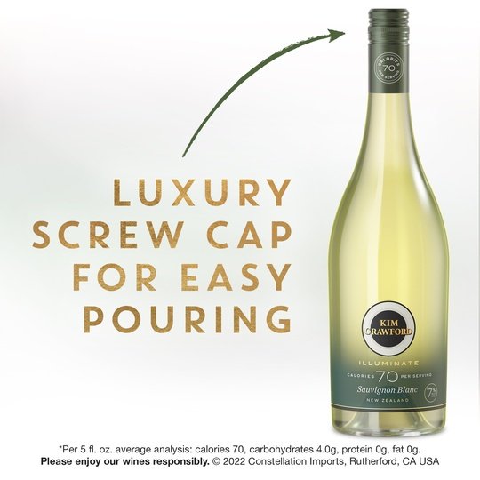 Kim Crawford Illuminate New Zealand Sauvignon Blanc White Wine, 750 ml Bottle, 7% ABV