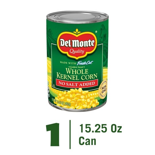 Del Monte Whole Kernel Corn, No Salt Added, 15.25 oz Can