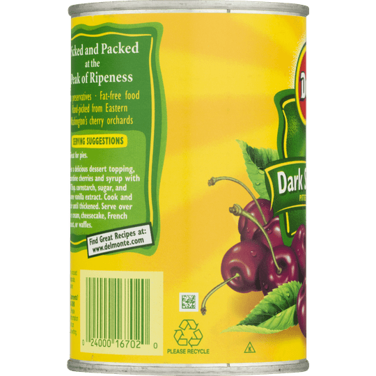 Del Monte Canned Dark Sweet Pitted Cherries, Heavy Syrup, 15 oz Can