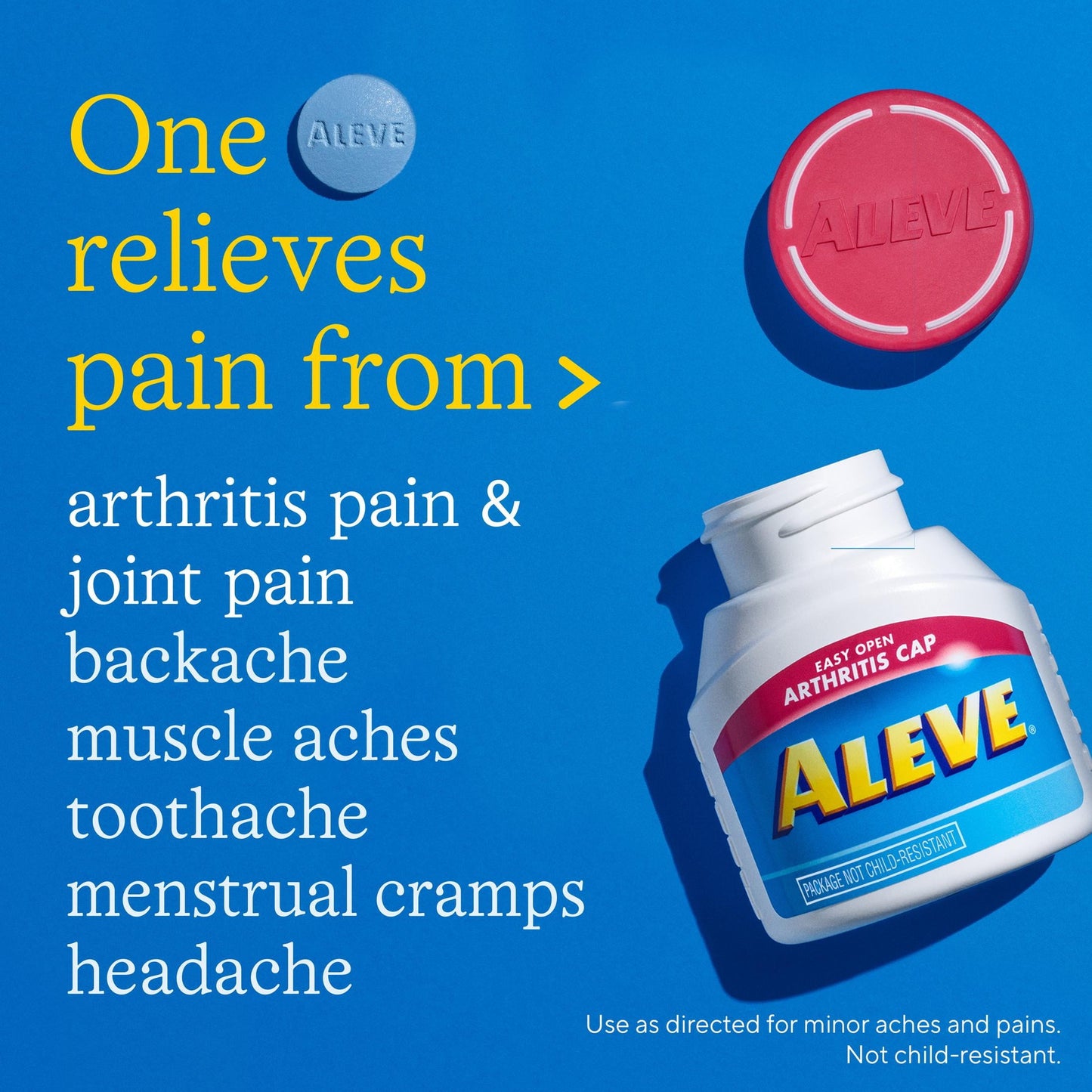 Aleve Tablets Easy Open Arthritis Cap Naproxen Sodium Pain Reliever, 200 Count