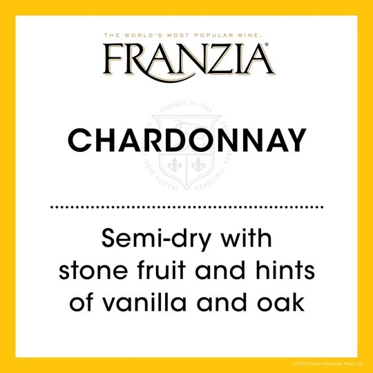 Franzia Vintner Select Chardonnay White Wine, 5 L Bag In Box, ABV 12.50%