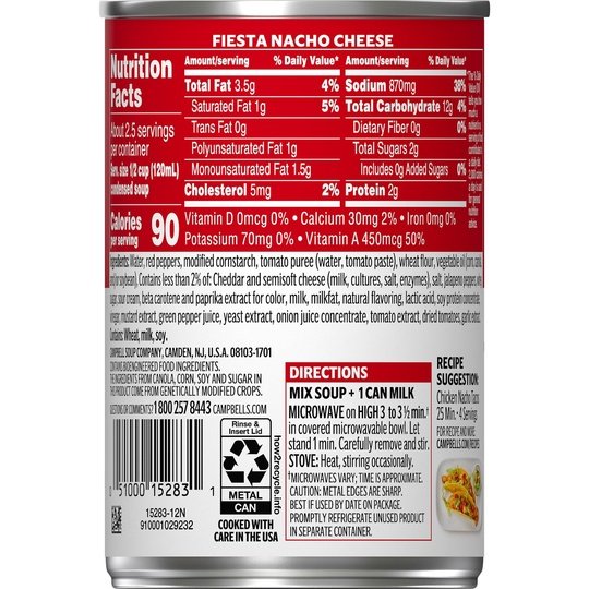 Campbell's Condensed Fiesta Nacho Cheese Soup, 10.75 Ounce Can