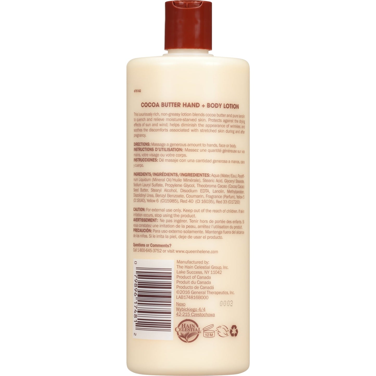 Queen Helene Cocoa Butter Hand & Body Lotion for Dry Skin, 32 oz