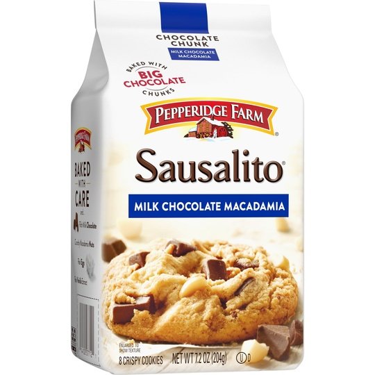 Pepperidge Farm Sausalito Crispy Milk Chocolate Macadamia Nut Cookies, 7.2 oz Bag (8 Cookies)