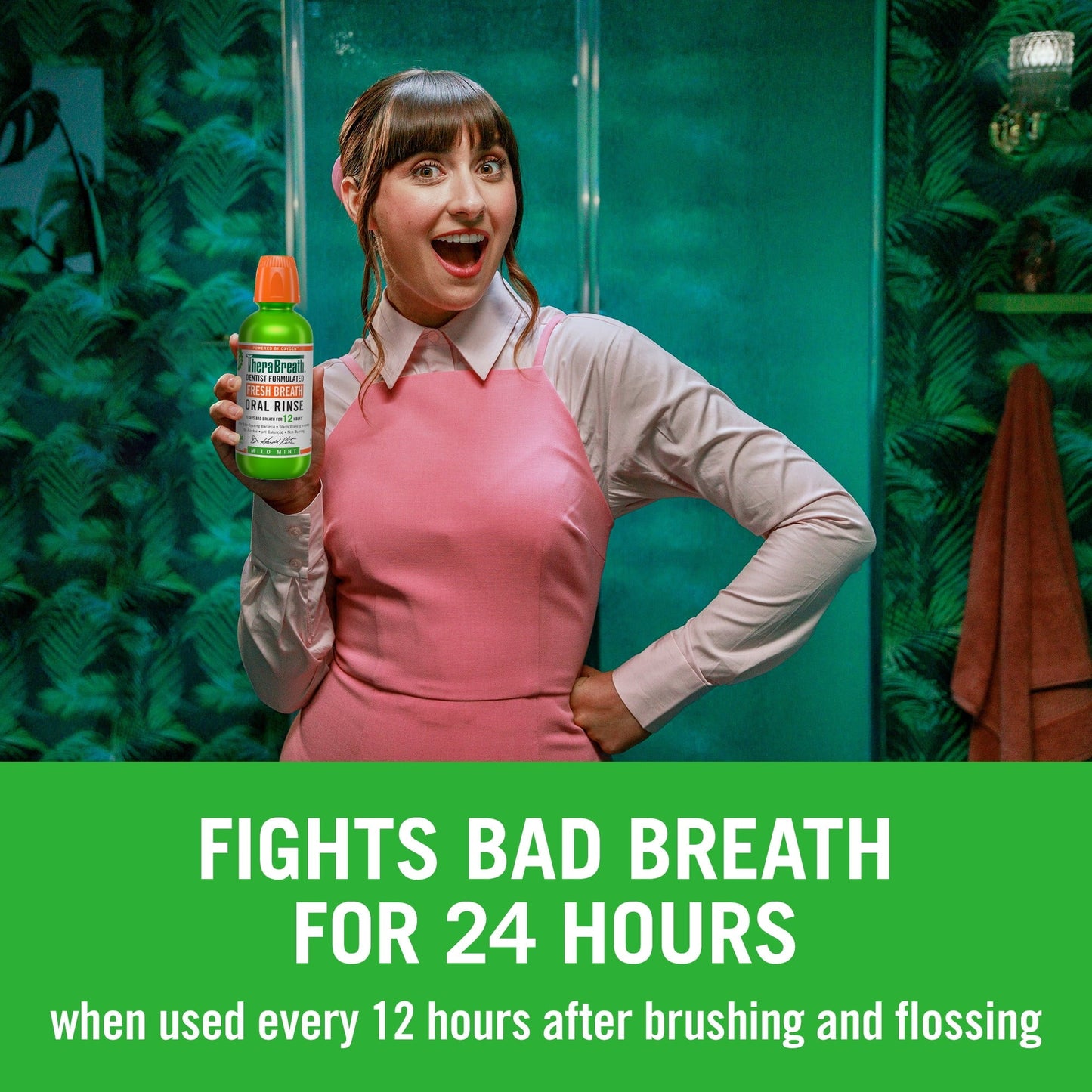 TheraBreath Fresh Breath Mouthwash, Mild Mint, Alcohol-Free, 1 Liter