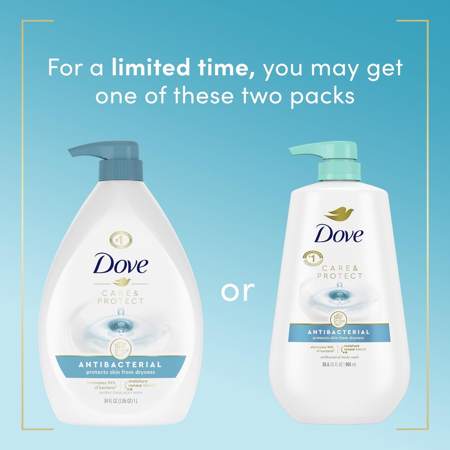 Dove Care and Protect Daily Use Antibacterial Hand Soap, 34 fl oz