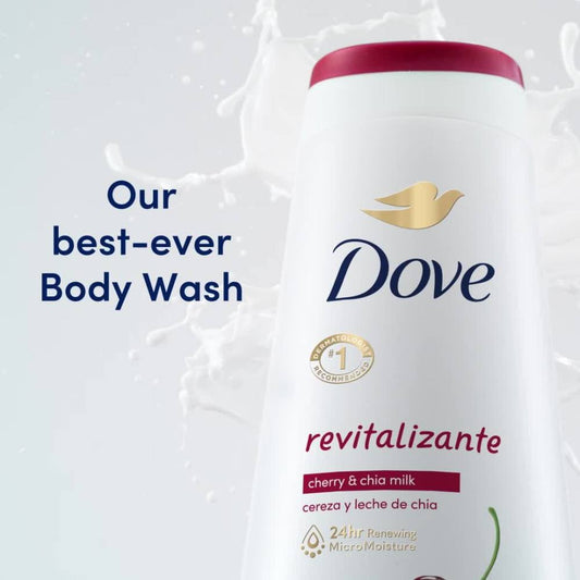 Dove Revitalizante Long Lasting Gentle Body Wash, Cherry and Chia Milk, 20 fl oz