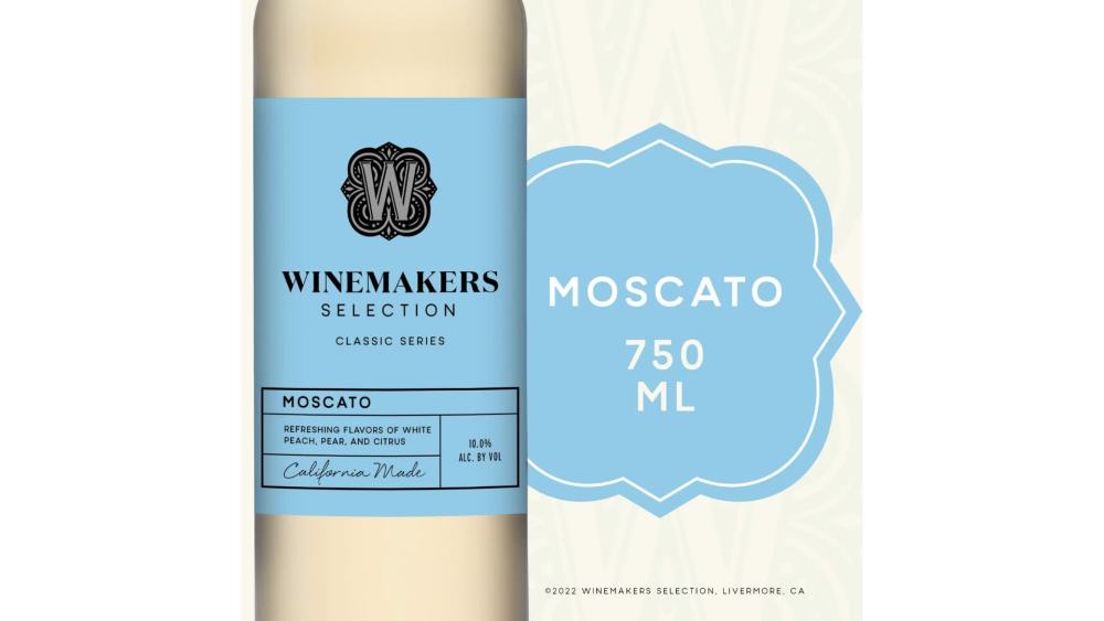 Winemakers Selection Classic Series Moscato California White Wine, 750 ml Glass, ABV 10.00%