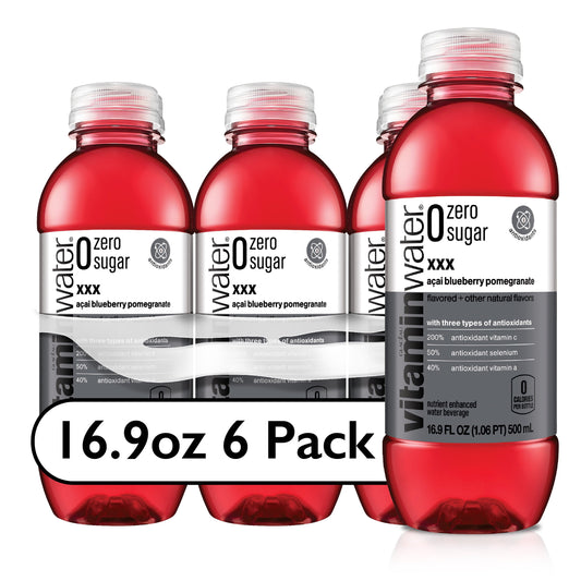 vitaminwater electrolyte enhanced acai-blueberry-pomegranate water, 16.9 fl oz, 6 count bottles