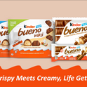 Kinder Bueno, Milk Chocolate and Hazelnut Cream Bars, Valentine's Day Gift, 2 Bars, 1.5 oz